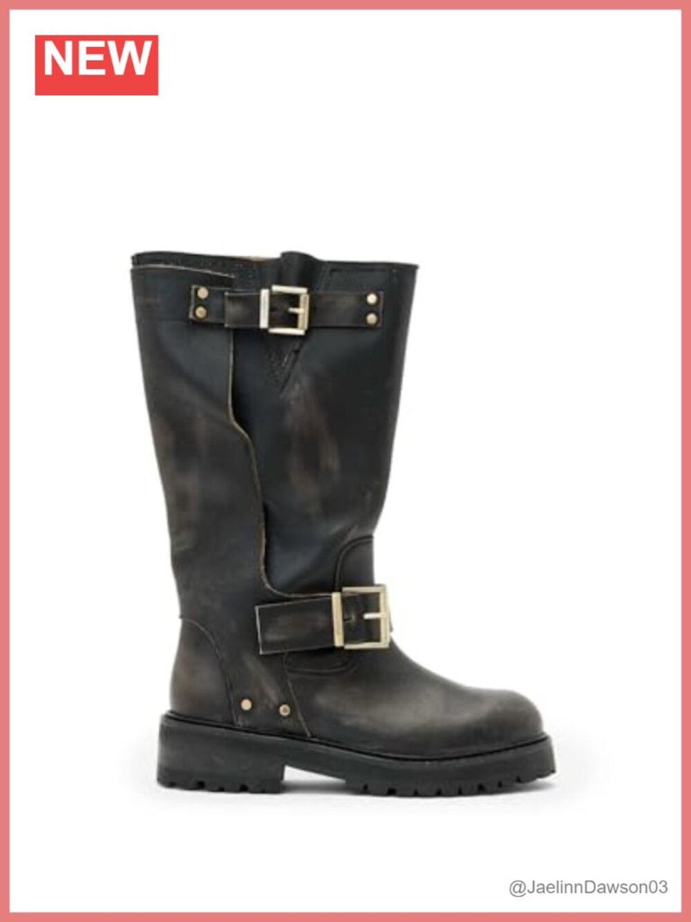 AllSaints Tay Biker Boot Leather Mid-Calf Pull-On Motorcycle Boots